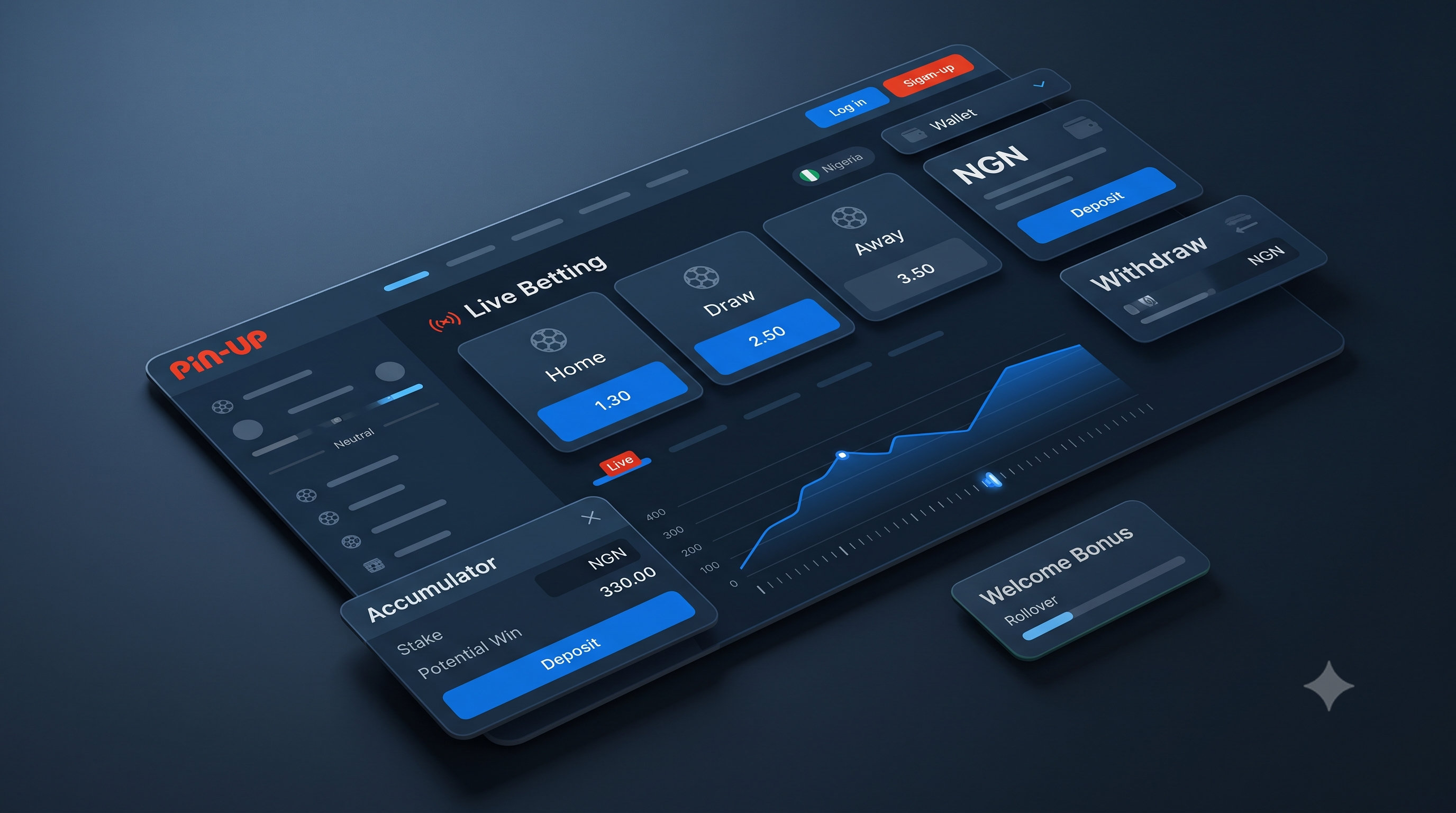 Pin Up Bet live betting odds and NGN payment interface
