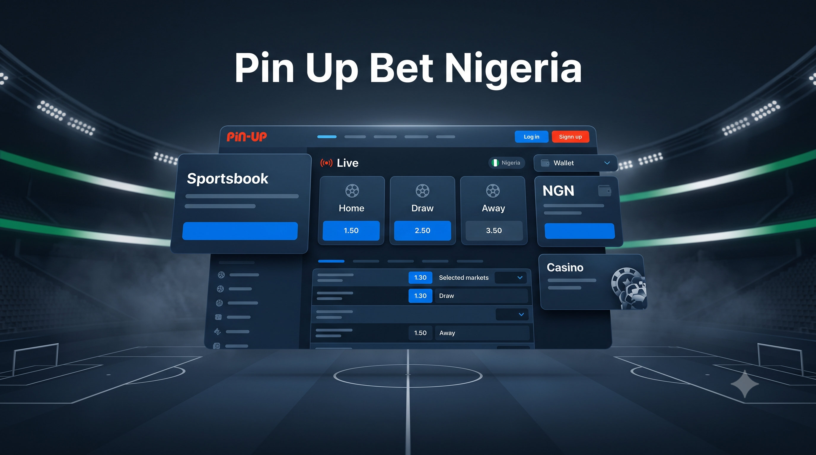 Pin Up Bet sportsbook homepage for Nigerian users